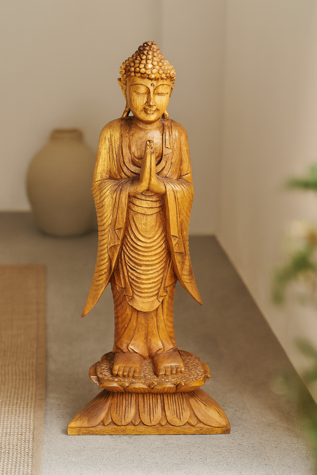 Drevená Socha - Stojaci Budha