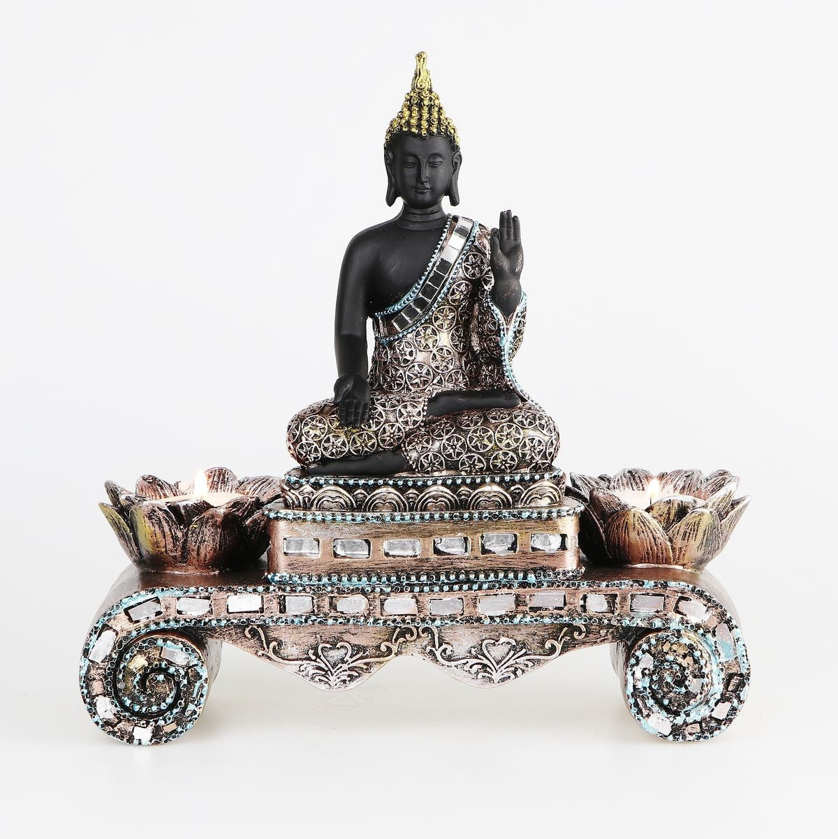 Soška Feng Shui - Budha v pozícii požehnania - Svietnik