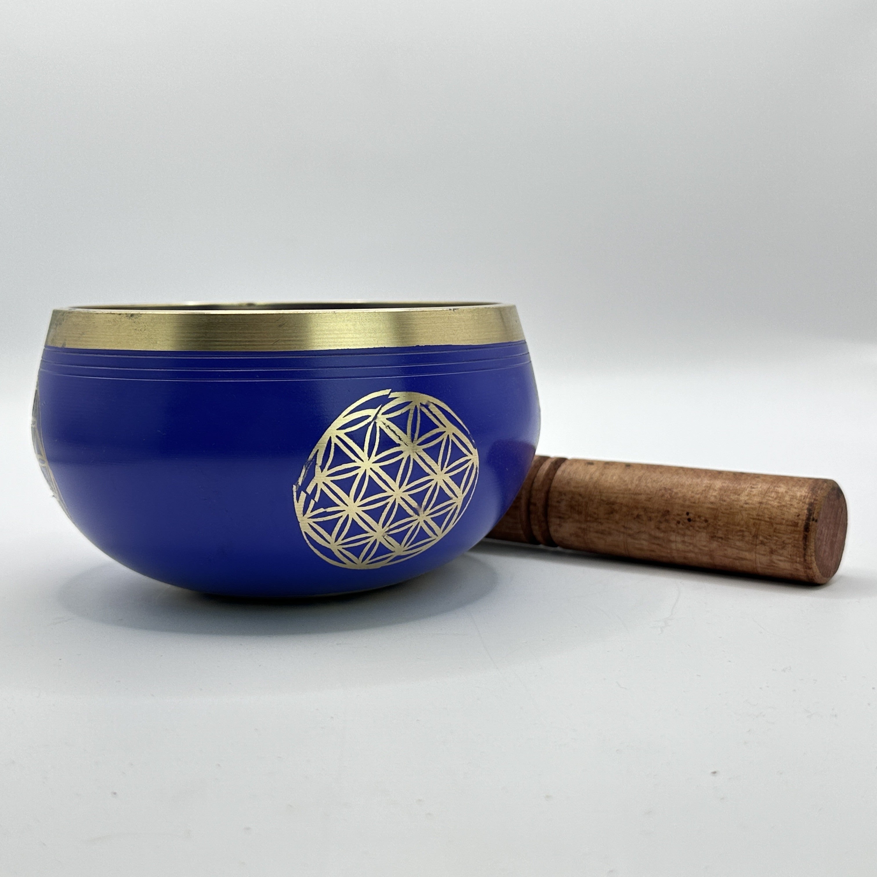 Tibetská spievajúca misa s paličkou kvet života - 15 cm modrá - 1050 g