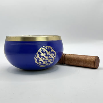 Tibetská spievajúca misa s paličkou kvet života - 15 cm modrá - 1050 g