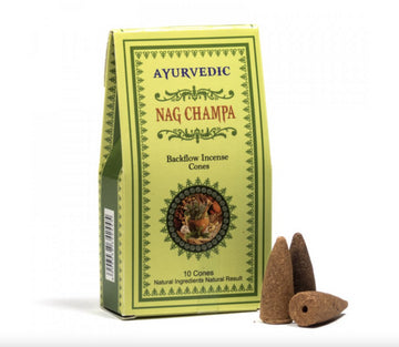Vonné kužeľa Ayurvedic "Tečúci Dym" - Nag Champa 30 g.